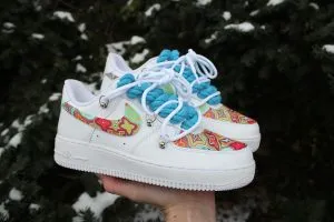 MC Badge White — custom hand-painted sneaker