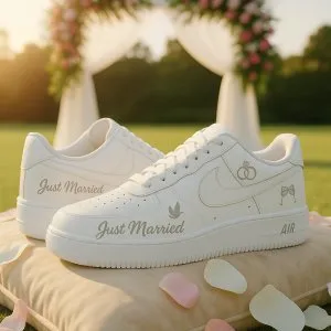 Custom Jordan 1 wedding shoes groom bridal